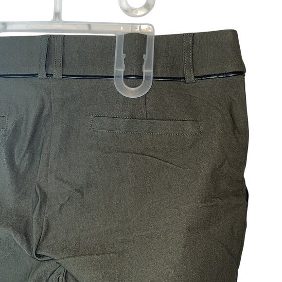 SOHO Apparel Ltd. Ladies Army Green Stretch Pants w/ Black Faux Leather Trim, 6! - Picture 5 of 5